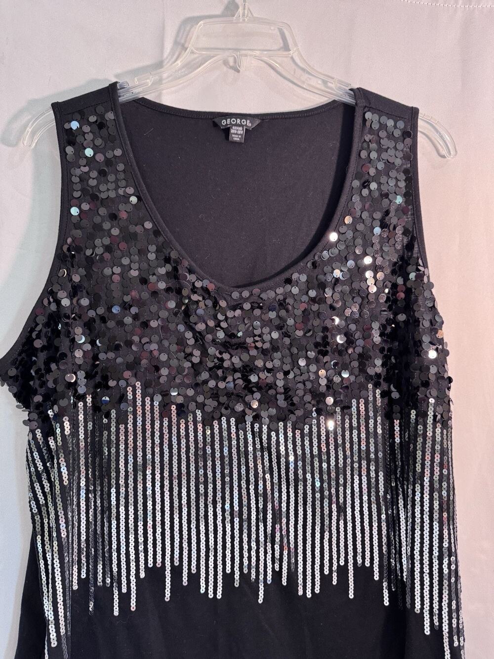George Women’s Black Sequin Tank Top Blouse in Size 4XL J50